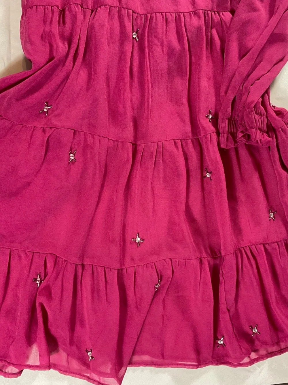 Zara Kids Magenta Long Sleeve Embellished Beaded Dress Size 10